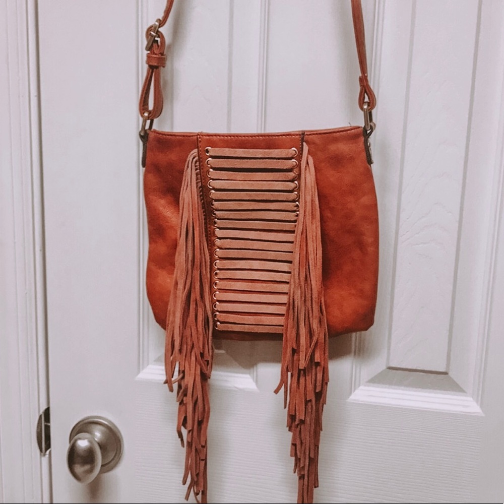 Faux Leather Fringe Crossbody